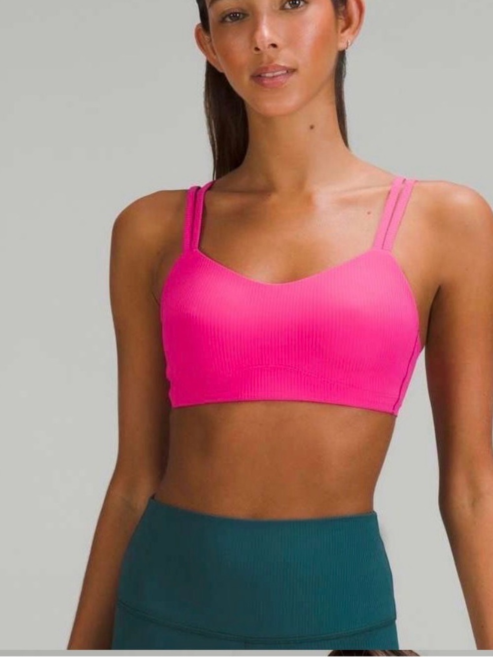 lululemon athletica like a cloud sonic Pink Ribbed Double-Strap Bralette